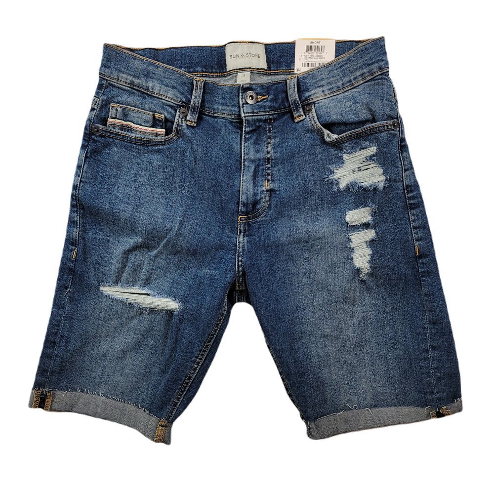 Sun + Stone Denim Shorts Mens 29 Blue‎ Wash Mayer Regular-Fit  10" Jean NEW